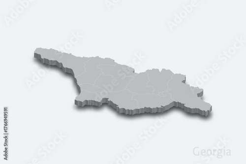Georgia 3d map with borders regions