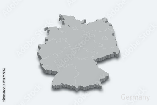 Germany 3d map with borders regions