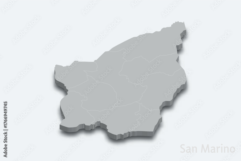 Fototapeta premium San Marino 3d map with borders regions