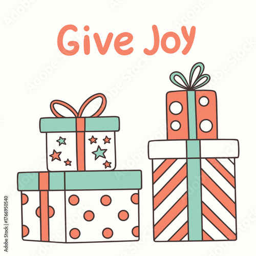 Christmas gift boxes with ribbons and bows holiday presents illustration design