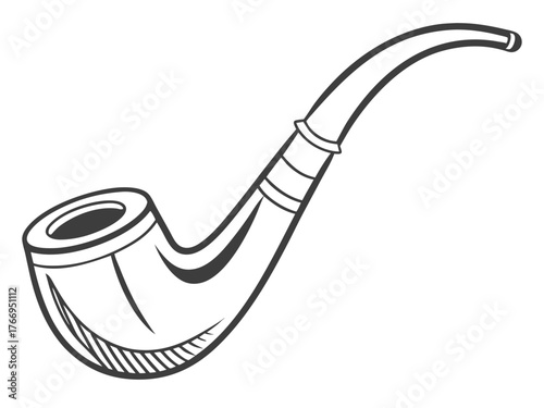 Old Fashioned Smoking Pipe Classic Vector Illustration