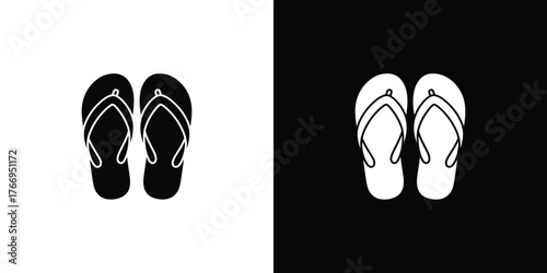 Isolated Flip Flops Pair Footwear White Outline Beachwear Summer Transparent