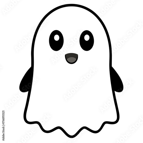 Adorable Cartoon Ghost Vector Art Minimalist Design
