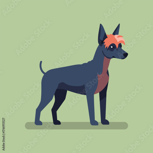 Stylized Blue Dog Character with Orange Punk Hairstyle Vector
