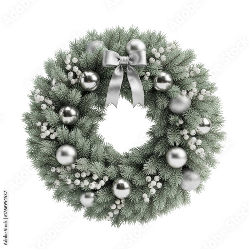 diverse Christmas wreath with decoration on white background. Holiday season festive illustrations.