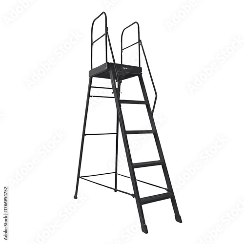 Aluminium Platform Ladder Vector – Industrial and Safety Equipment Illustration
