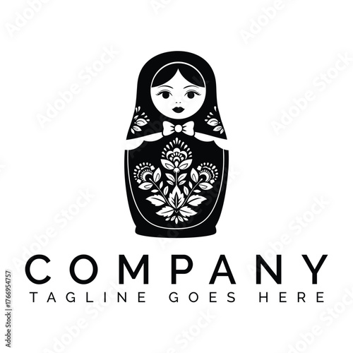 Matryoshka doll with floral design and text russian nesting