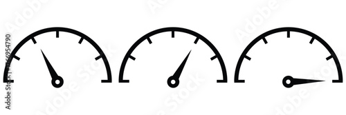 speedometer vector art logo design. speedometer icons black and white. Speedometer icon Flat outline fill set collection Speedometer icon symbol Tachometer  indicator Visualize progress dynamic speed 