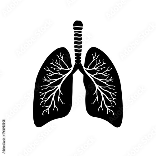 Human Lungs Silhouette Vector Illustration