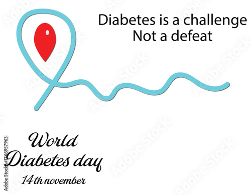 world diabetes day awareness design, diabetes challenge motivation poster, blue ribbon health campaign