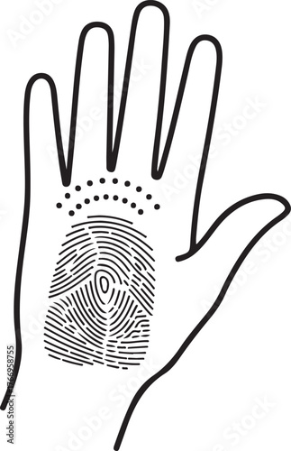 Fingerprint Detail in High Contrast Black and White Graphic Illustration