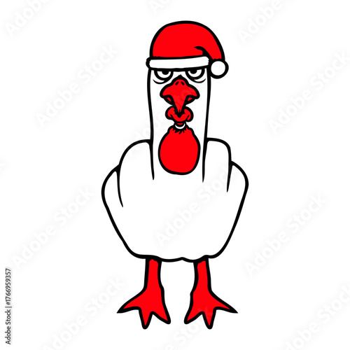 Seagull Duck Grumpy Santa Hat Middle Finger Goose Fuck You Off Funny