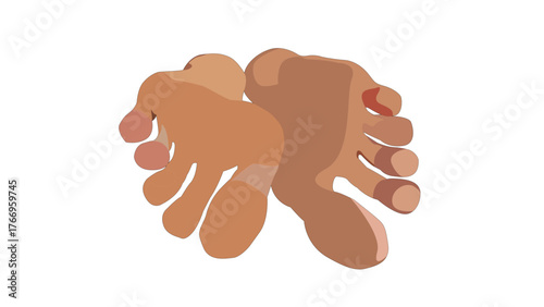 isolated feet soles on white background with shadows