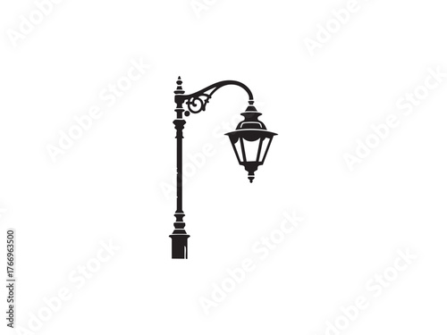 Vintage Street Lamp Post Silhouette Vector Set