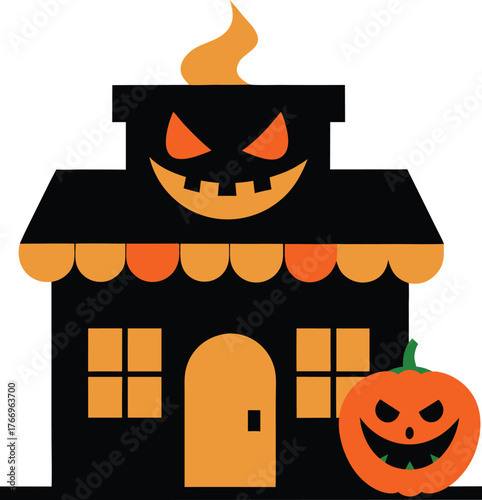 Haunted Coffee Shop With Pumpkin Menu And Cozy Spooky Ambiance Vector illustration