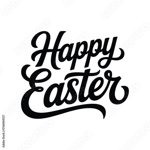 Elegant black script happy easter greeting