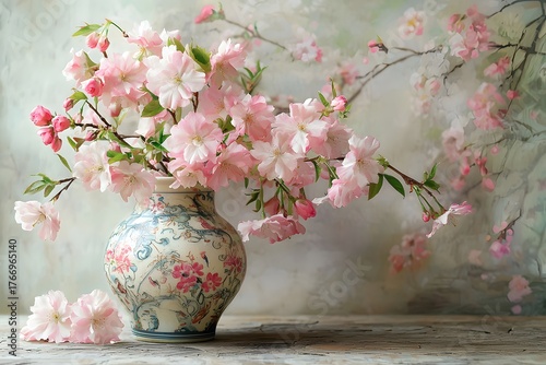 Wallpaper Mural Delicate pink flowers in artistic vase high resolution picture Torontodigital.ca