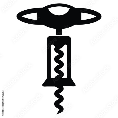 Solid black winged corkscrew reveals a classic silhouette against the clean white background