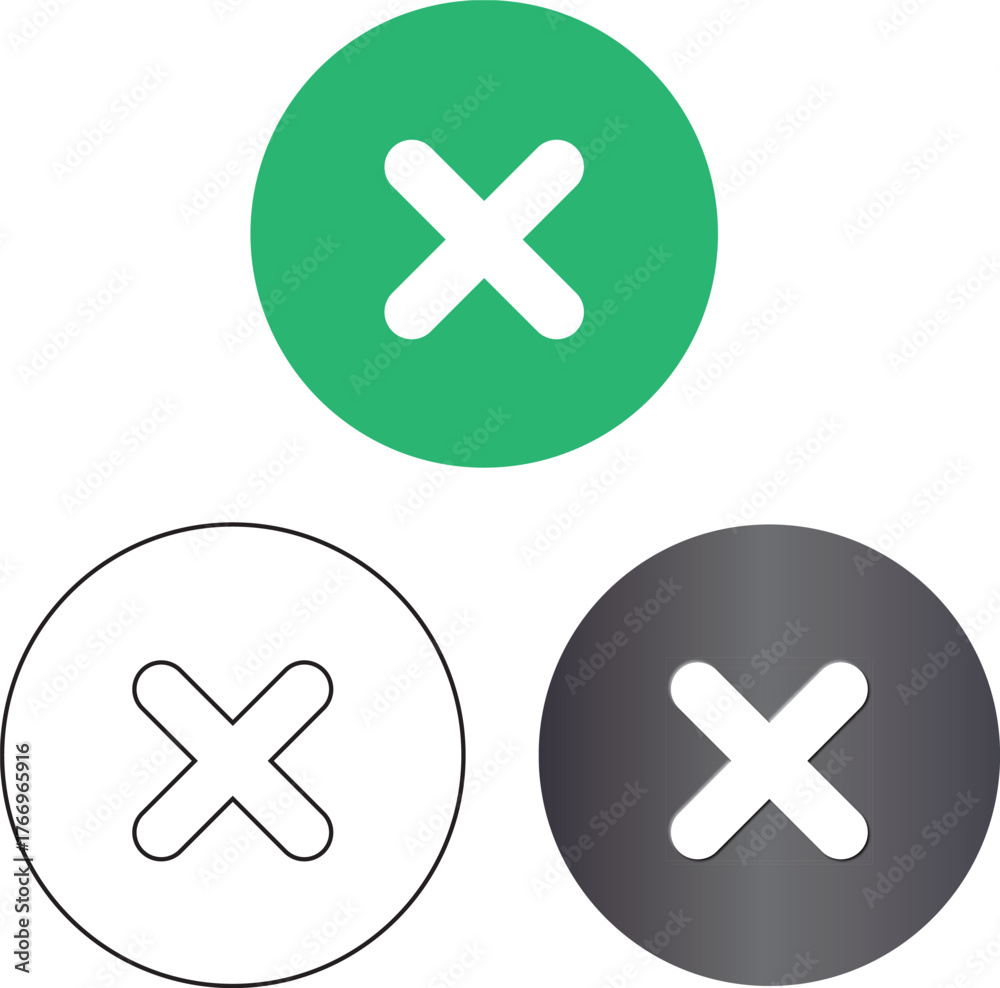 Obraz premium Collection of essential icons for closing and stopping actions