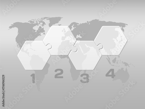 Four steps line infographic, puzzle diagram