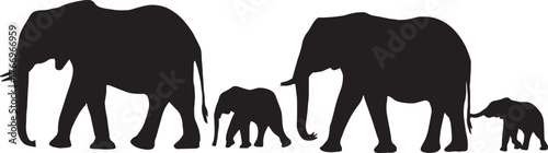 Elephant Family Walking Silhouette – Mother and Baby Elephant in Sunset Savannah
Wild Elephant Family Walking Vector – Safari Animal Silhouette Design
Elephant Family Walking Together – African 