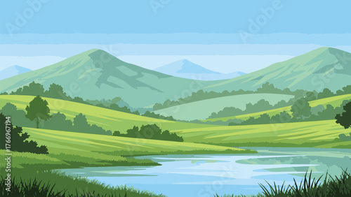mountain landscape with lake