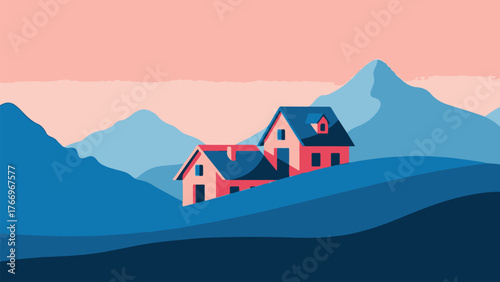 illustration of mountain landscape