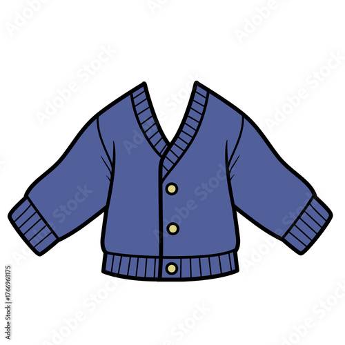 Stylish blue classic casual cardigan for boy on a white background