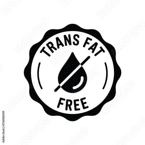 Trans fat free seal stamp icon for healthy food products