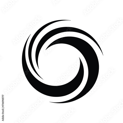 Abstract black swirling circle logo design
