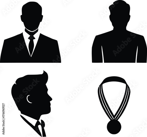 Vector icon set of business people, including man and woman avatars, in suits for office teamwork illustration