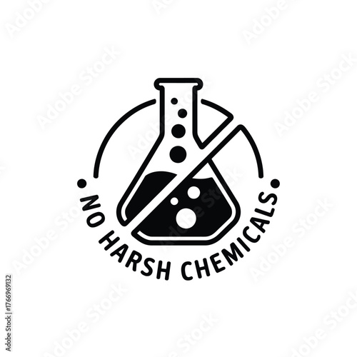 No harsh chemicals symbol with flask and slash