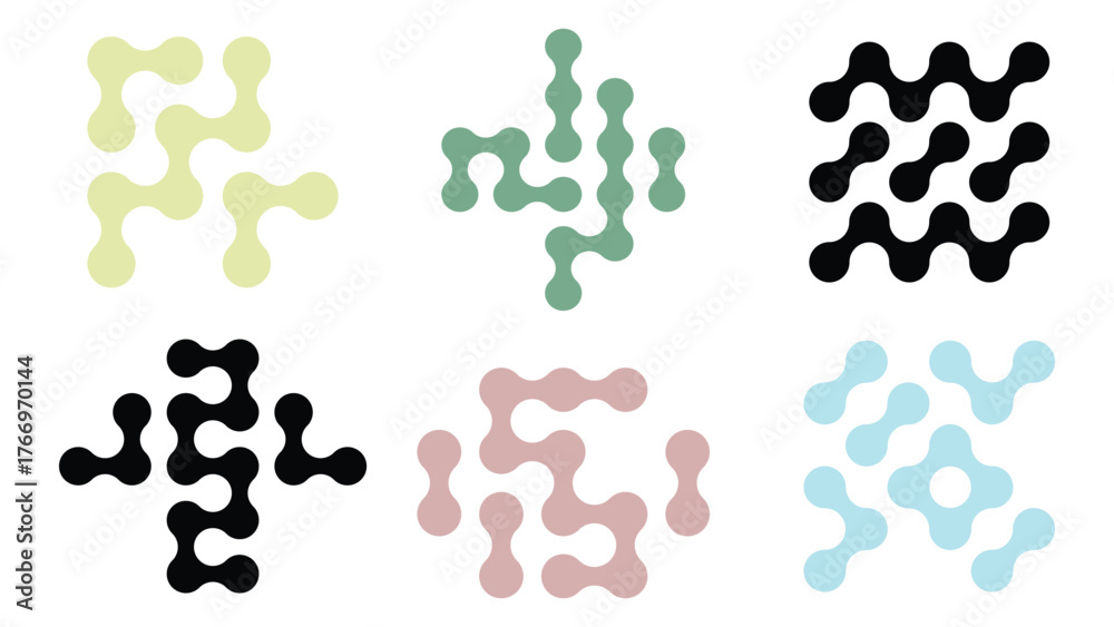 Fototapeta premium Abstract organic molecule shapes connectivity network pattern background design elements vector