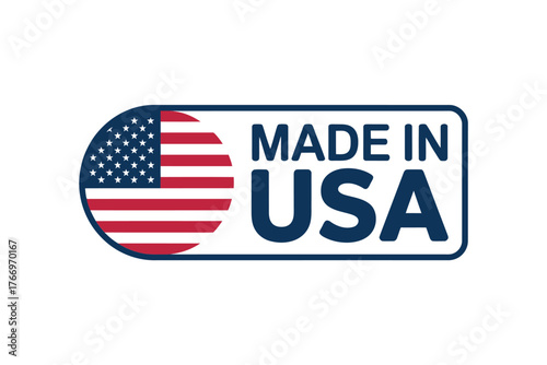 Official made in usa emblem with american flag
