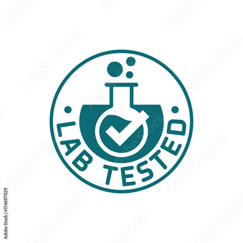 Certified lab tested quality seal with flask and checkmark