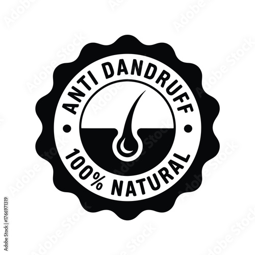 Anti dandruff 100 percent natural seal of approval with hair strand icon