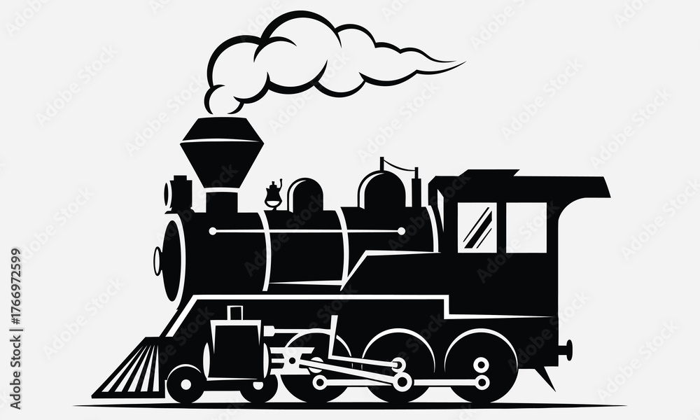 Fototapeta premium Classic Steam Train Silhouette Vintage Locomotive Illustration for Transportation Enthusiasts