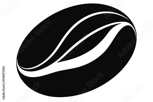 black and white coffee bean exhibits minimalistic organic shapes against the white background