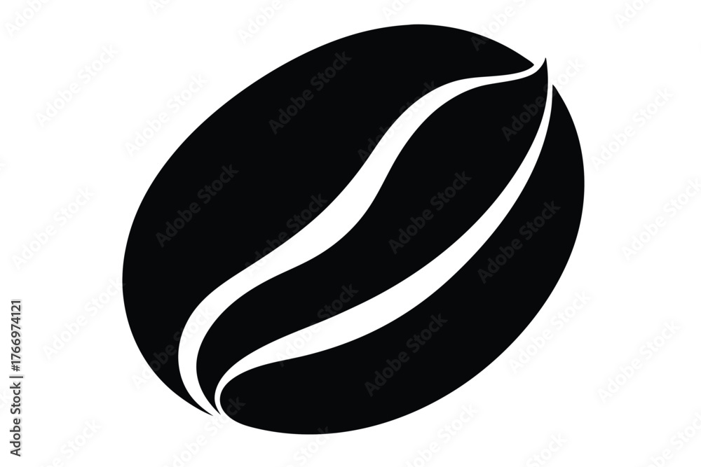Obraz premium Single coffee bean shows its iconic shape in a solid black form