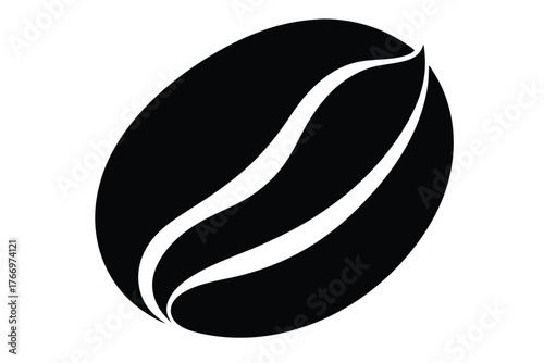 Single coffee bean shows its iconic shape in a solid black form