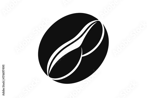 Simple black and white coffee bean shows off smooth lines and modern design