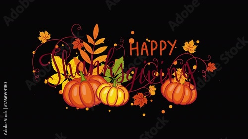 Happy Thanksgiving title animation on alpha
