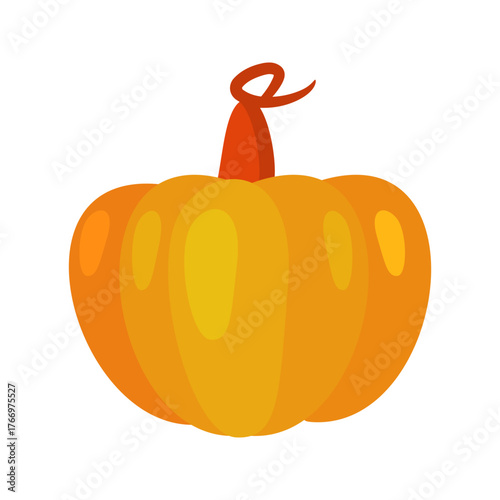 Pumpkin with curly stem perfect for halloween designs or autumn themed illustrations. Great for invitations, posters, and greeting cards.