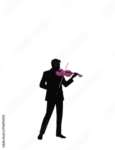 Elegant silhouette of a violinist playing 