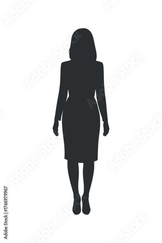 Businesswoman Silhouette Standing Tall Isolated, Simple, Professional Design