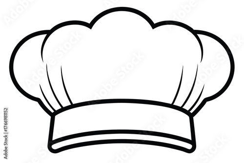 Bold black outlined white chef hat is isolated on a plain backdrop