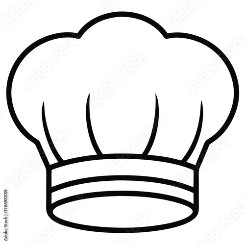 Outlined chef hat symbol is perfect for culinary or restaurant branding and menus