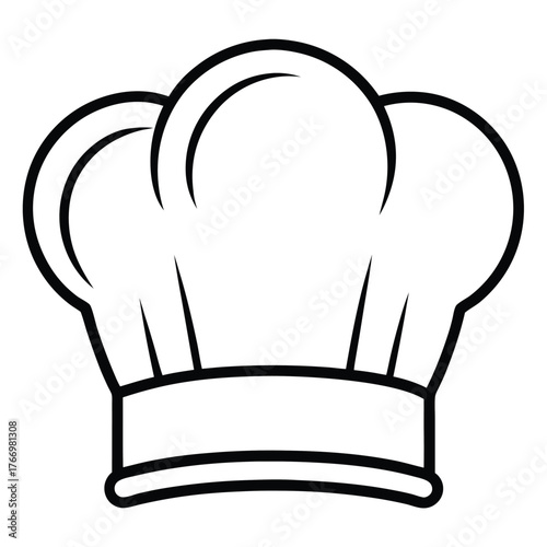 Chef's hat outline showing the iconic shape and brim detailing a culinary symbol