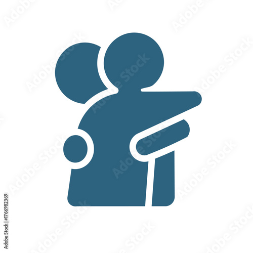 silhouette of people hugging. business partnership logo. two people celebrating