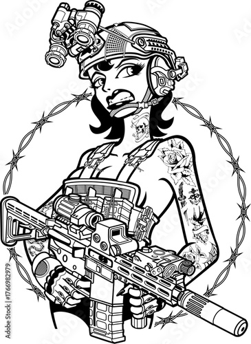 Military special forces pin-up style girl